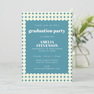 Moderne Chic Blue Simple Dots Graduation Party Einladung