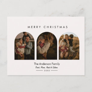 Moderne Chic-Bogen-Familienfotos Frohe Weihnachten Postkarte