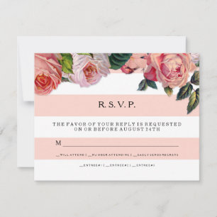 MODERNE Chic breite Streifen mit Rosen, Hochzeits- RSVP Karte