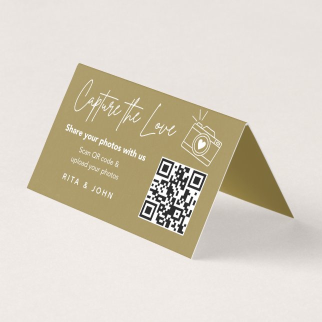 Moderne Chic Capture The Love QR-Code-Karte gefalt (Vorderseite)