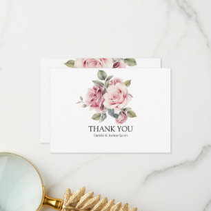 Moderne Chic Elegante Romantische Rosa Rosenhochze Dankeskarte