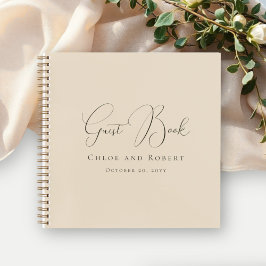 Moderne Chic Elegante Sand-Beige-Hochzeitsgästebuc Notizbuch