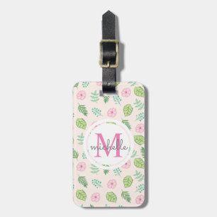 Moderne Chic Floral Monogram Gepäckanhänger