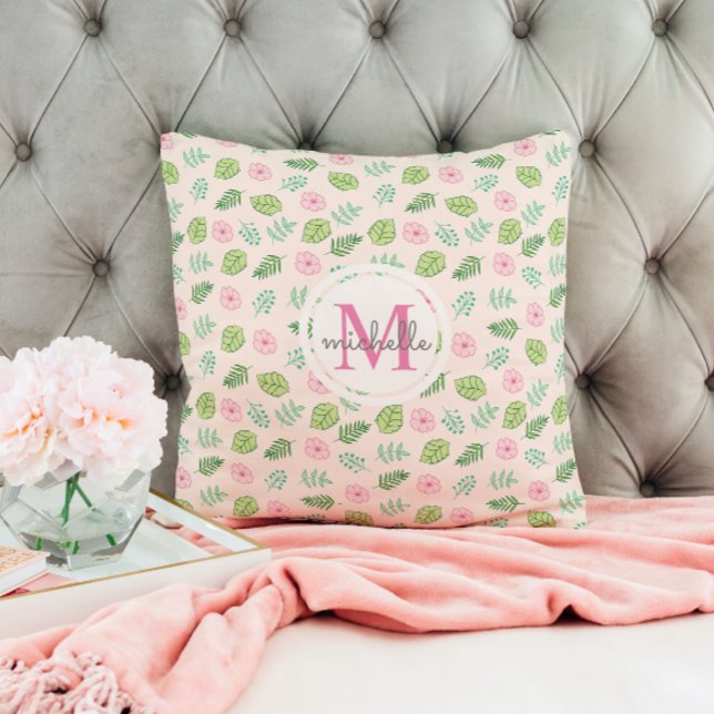 Moderne Chic Floral Monogram Kissen (Von Creator hochgeladen)