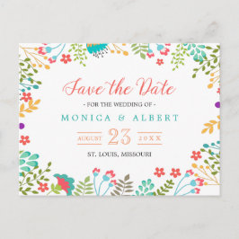 Moderne Chic-Floral Save the Date Ankündigungspostkarte