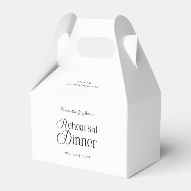 Moderne Chic Generalprobe-Dinner Danke Geschenkschachtel (Rückseite)