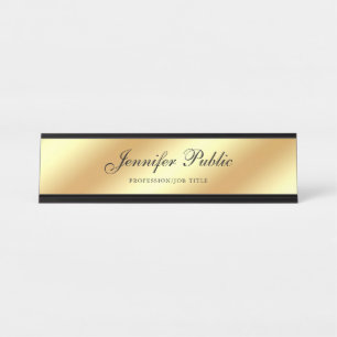 Moderne Chic Gold Calligraphy Handskriptvorlage Schreibtischnamensplakette