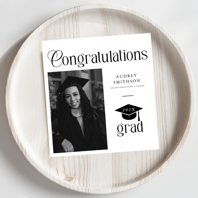 Moderne Chic Gratulation Absolvent Foto Abschluss  Serviette (Von Creator hochgeladen)