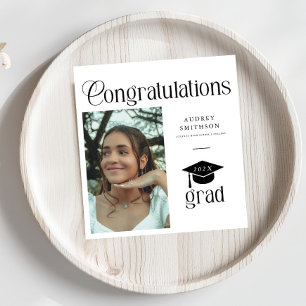 Moderne Chic Gratulation Absolvent Foto Abschluss Serviette