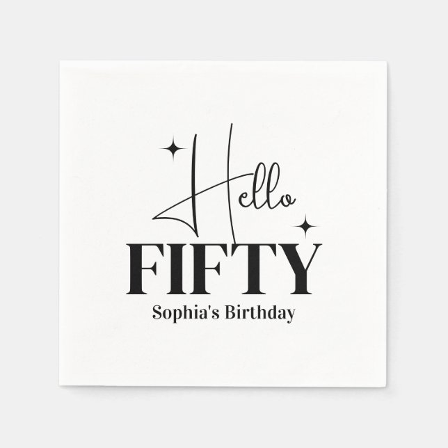 Moderne Chic Hallo Fünfzig 50. Geburtstag Benutzer Serviette (Vorderseite)