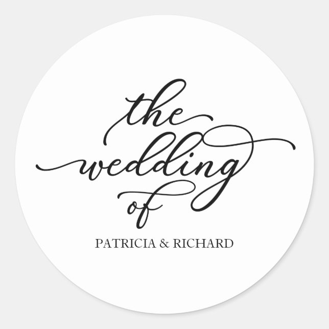 Moderne Chic-Kalligrafie die Hochzeit von Classic  Runder Aufkleber (Vorderseite)