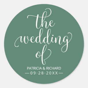 Moderne Chic-Kalligrafie - Hochzeit von Grün Runder Aufkleber