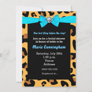 Moderne Chic Leopardendruck Aqua Blau Schleife Par Einladung