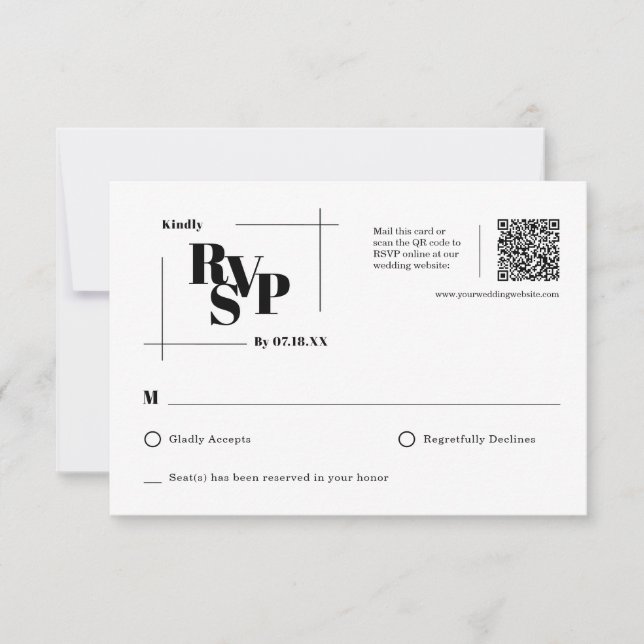 Moderne Chic Monogram Minimal Wedding RSVP Postcar Karte (Vorderseite)