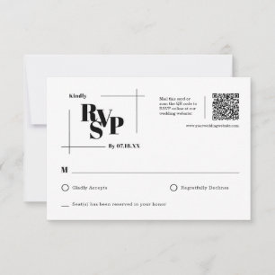Moderne Chic Monogram Minimal Wedding RSVP Postcar Karte