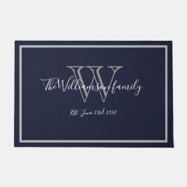 Moderne Chic Monogram Script Name Wedding Willkomm Fußmatte
