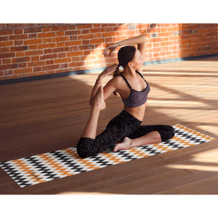 Moderne Chic Orange Black Design Monogram Übung Yogamatte