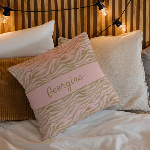 Moderne Chic Rosé und Beige Tigerprint Kissen