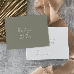 Moderne Chic Sage Green Flat Wedding Dankeskarte