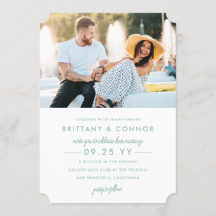 Moderne Chic Sage Green und White Foto Hochzeit Einladung