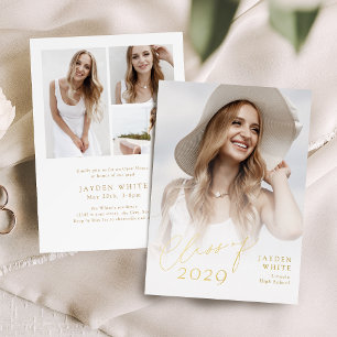 Moderne Chic-Schrift Absolventenklasse 2025 Foto-A Folieneinladung