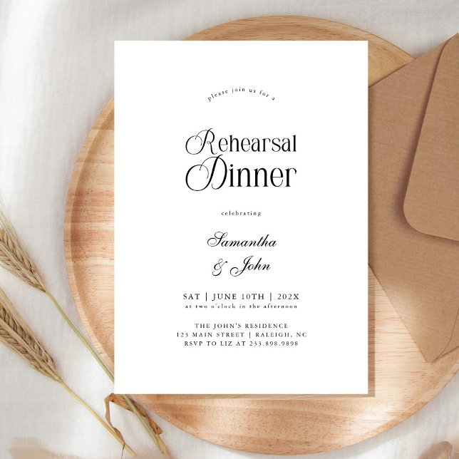 Moderne Chic-Schrift Hochzeitsprobe-Dinner Einladung (Von Creator hochgeladen)