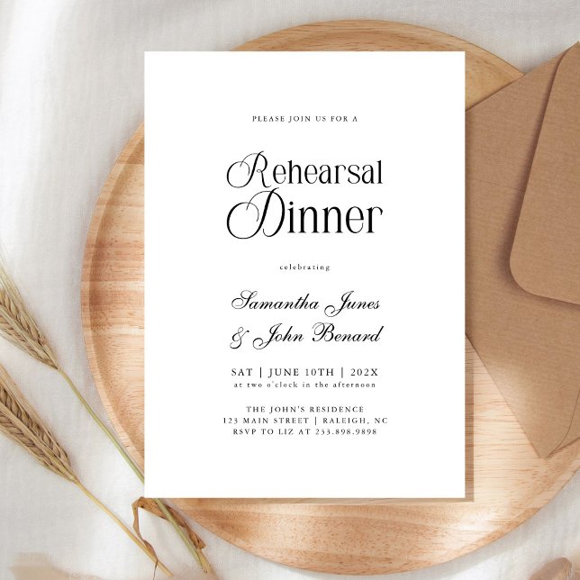 Moderne Chic-Schrift Hochzeitsprobe-Dinner Einladung (Von Creator hochgeladen)