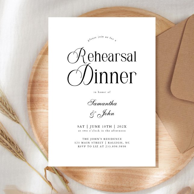 Moderne Chic-Schrift Hochzeitsprobe-Dinner Einladung (Von Creator hochgeladen)
