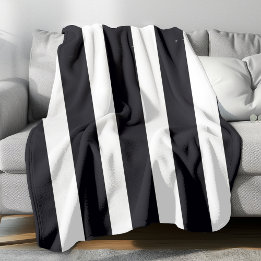 Moderne Chic Schwarz-Weiß-Streifen Klassisch Kühl Fleecedecke