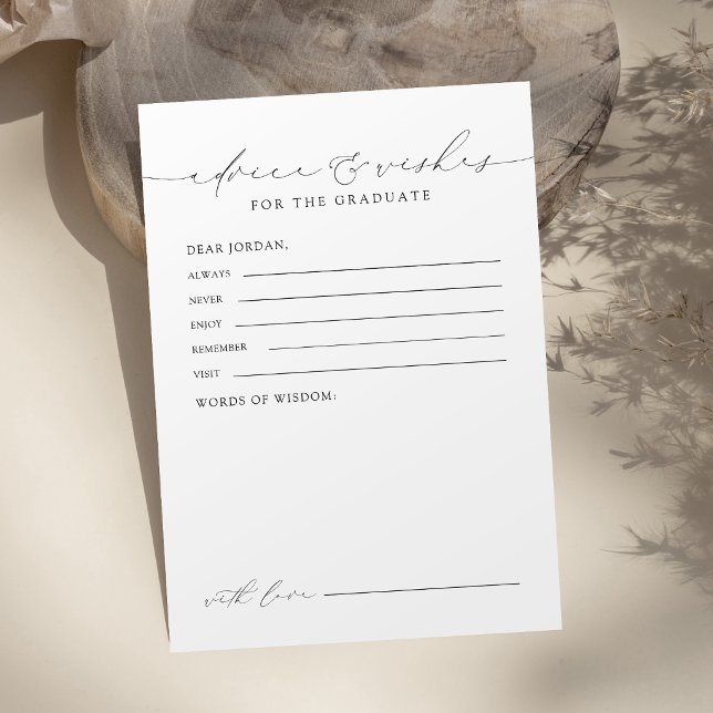 Moderne chic Script Abschlussberatung & Wünsche Hinweiskarte (Modern Chic Script Graduate advice & wishes Card)