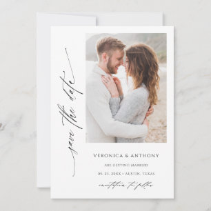 Moderne Chic Script-Foto Save the Date-Karte Date