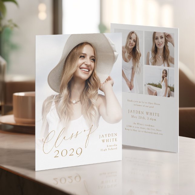 Moderne Chic Script-Klasse des 2025 Foto-Abschluss Einladung (Modern Chic Script Class of 2025 Photo Graduation Invitation)