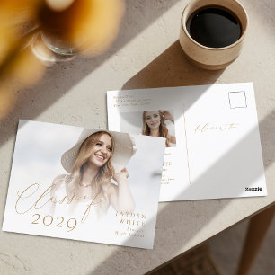 Moderne Chic Script-Klasse des 2025 Foto-Abschluss Postkarte