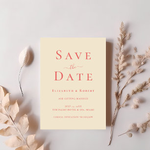 Moderne Chic Soft Korallen-Typografie Save-the-Dat Einladung