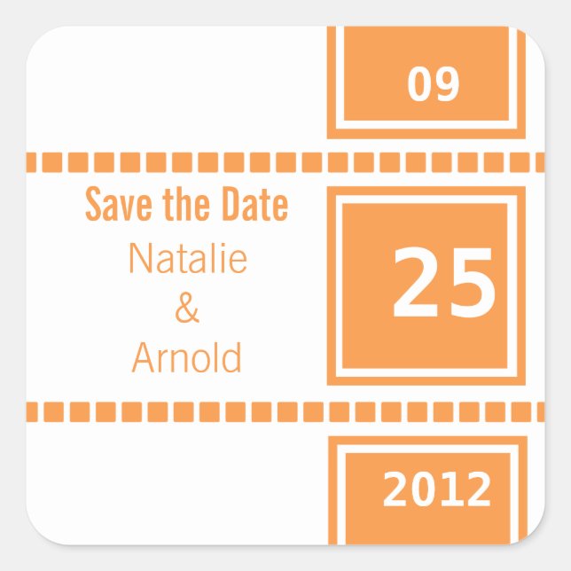 Moderne Chic Squares Save the Date Stickers (Vorderseite)