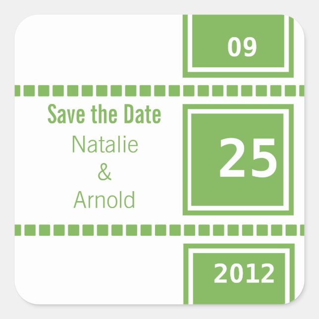 Moderne Chic Squares Save the Date Stickers (Vorderseite)