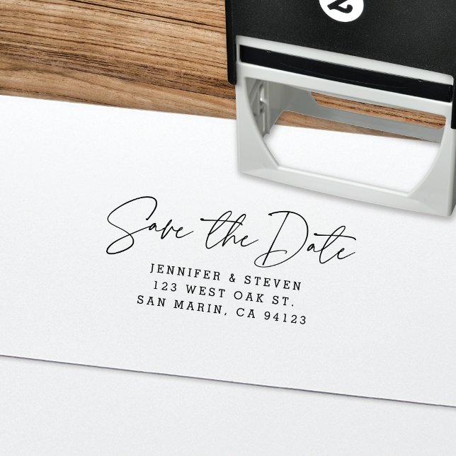 Moderne Chic Statement Save the Date Rücksendeadre Permastempel (Von Creator hochgeladen)