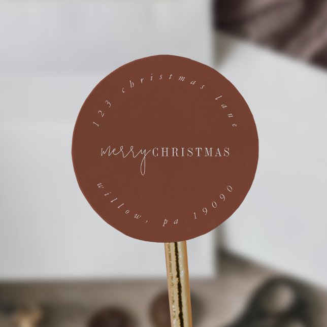 Moderne Chic Terracotta Circular Rücksendeadresse Runder Aufkleber (Von Creator hochgeladen)