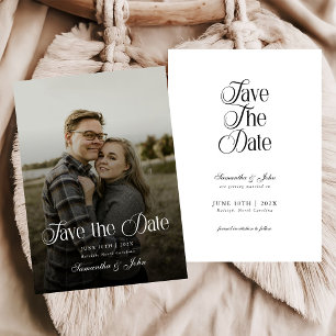 Moderne Chic-Typografie Schwarz-Weiß-Foto Save The Date