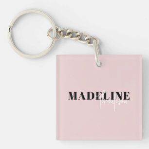 Moderne Chic Typografie Script Light Pink Feminine Schlüsselanhänger