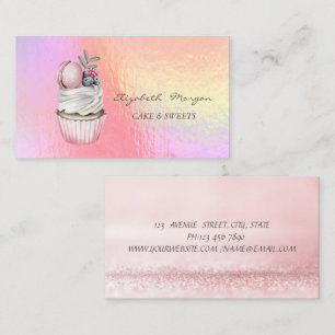 Moderne Chic Wasserfarbe Macaron Holografisch Visitenkarte