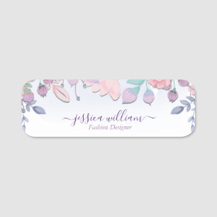 Moderne Chic Watercolor Blue Hydrangeas Floral Namensschild