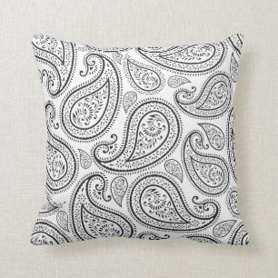 Moderne Chic White und Black Paisley Kissen