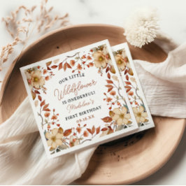 Moderne Chic Wildblume Script 1. Geburtstagskarte Serviette