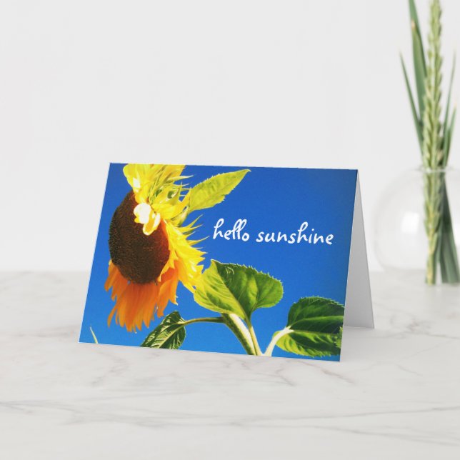 Moderne Chic Yellow Sunflower Hallo Sunshine Scrip Karte (Vorderseite)