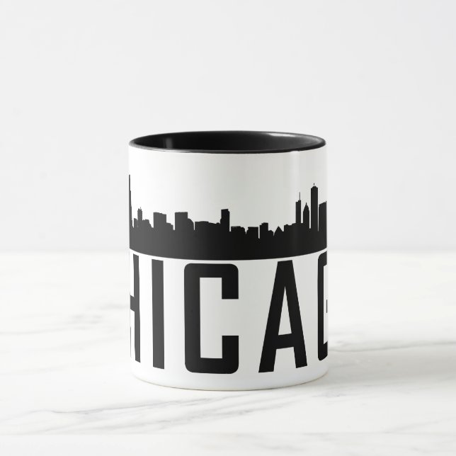 Moderne Chicago City Panorama Skyline Silhouette Tasse (Zentrum)