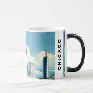 Moderne Chicago-Skyline in Blau Verwandlungstasse