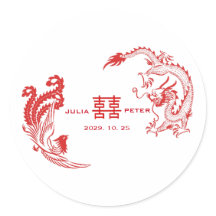 Moderne chinesische Hochzeit mit Drache und Phönix