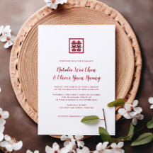 Moderne chinesische Red Double Happing Wedding Inv