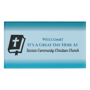 Moderne Christliche Kirche Greeter Usher Gradient Namenschild
